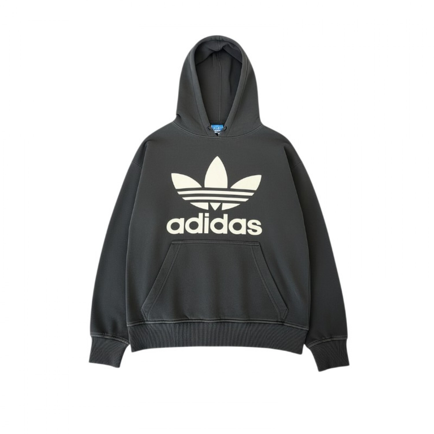 Adidas Originals φούτερ με κουκούλα ανθρακί — L