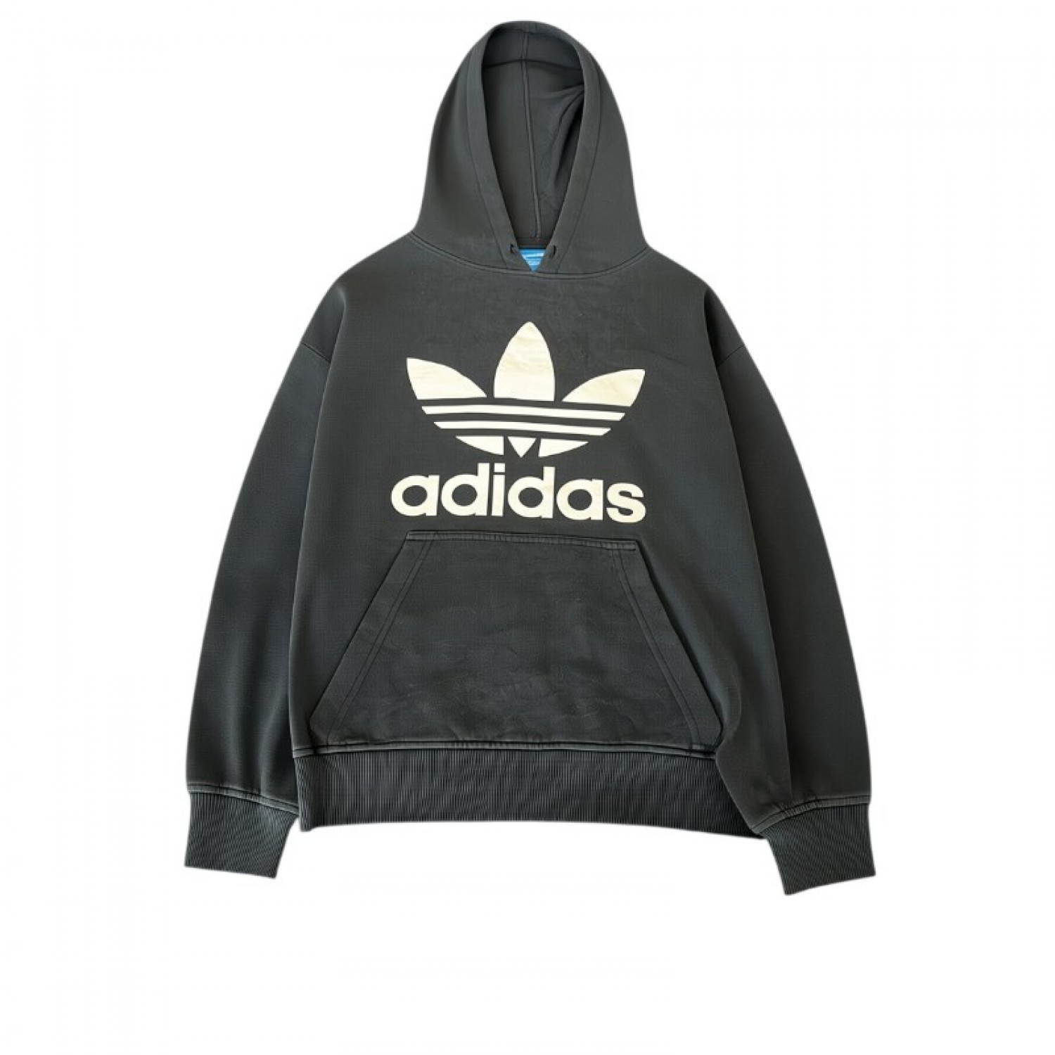 Adidas Originals φούτερ με κουκούλα ανθρακί — L