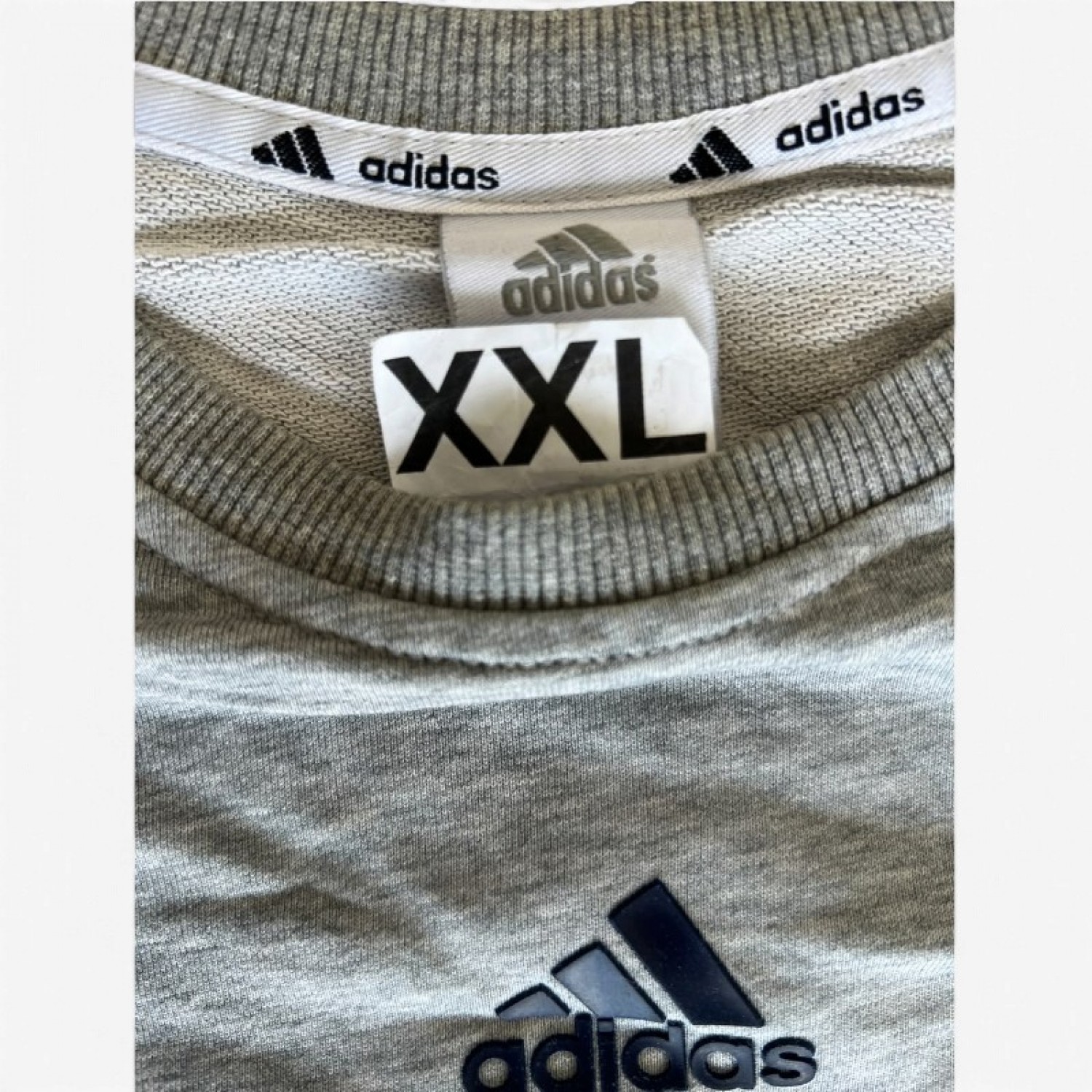 Adidas φούτερ με σχέδια στα μανίκια γκρι — XXL