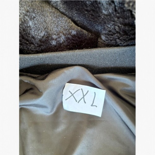 Κοντό βελούδινο μπουφάν με κουκούλα γκρι — XXL