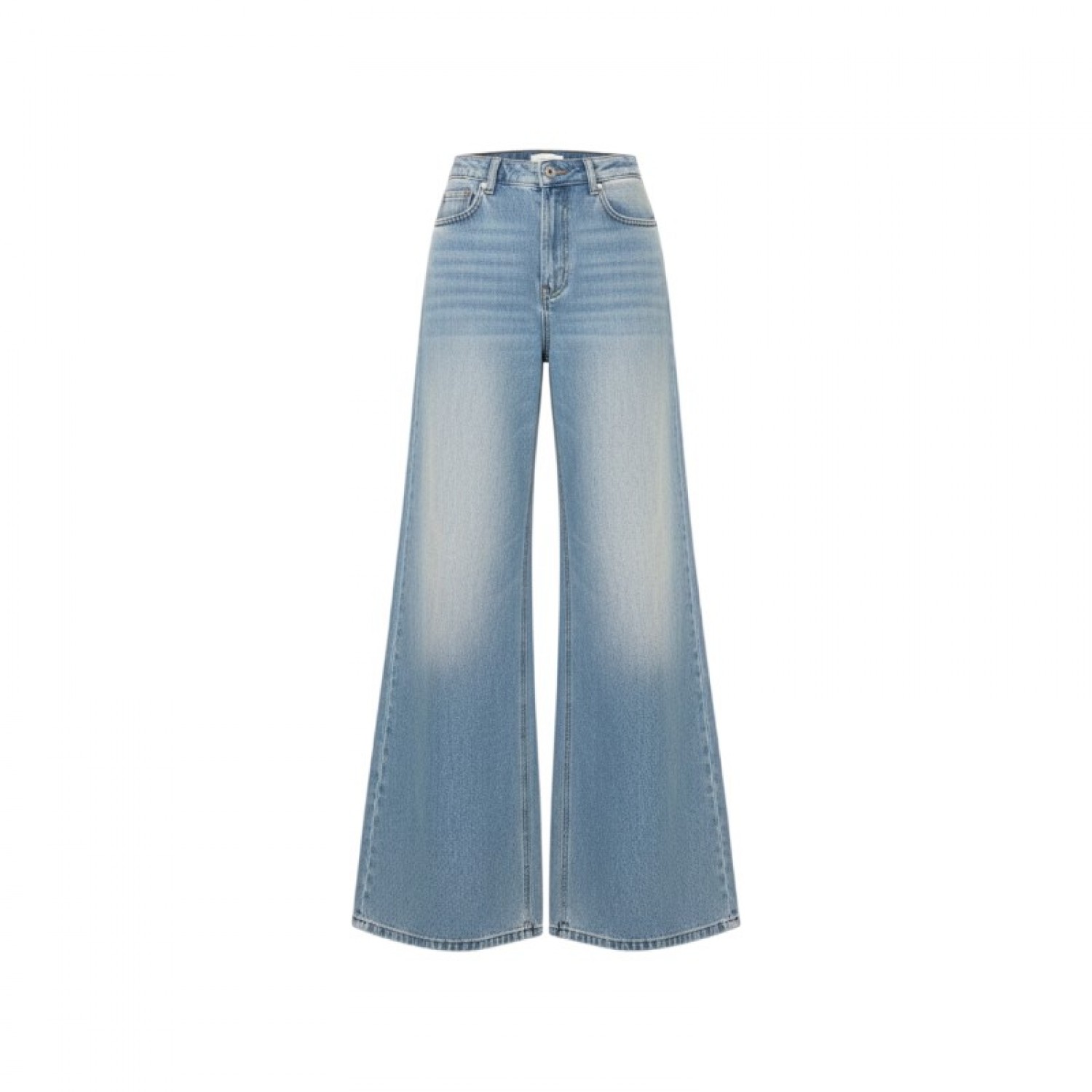 ICHI γυναικείο τζιν παντελόνι wide leg ανοιχτό μπλε — M