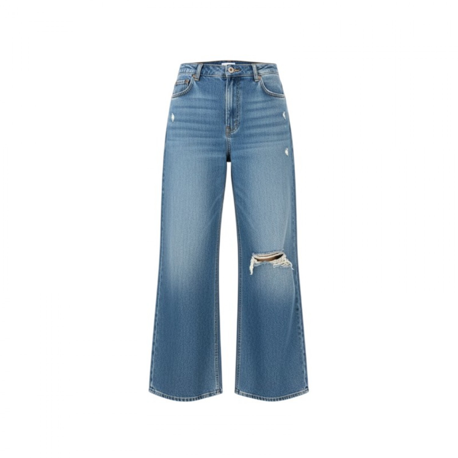 Bershka γυναικείο τζιν παντελόνι wide leg μπλε — περίπου XL