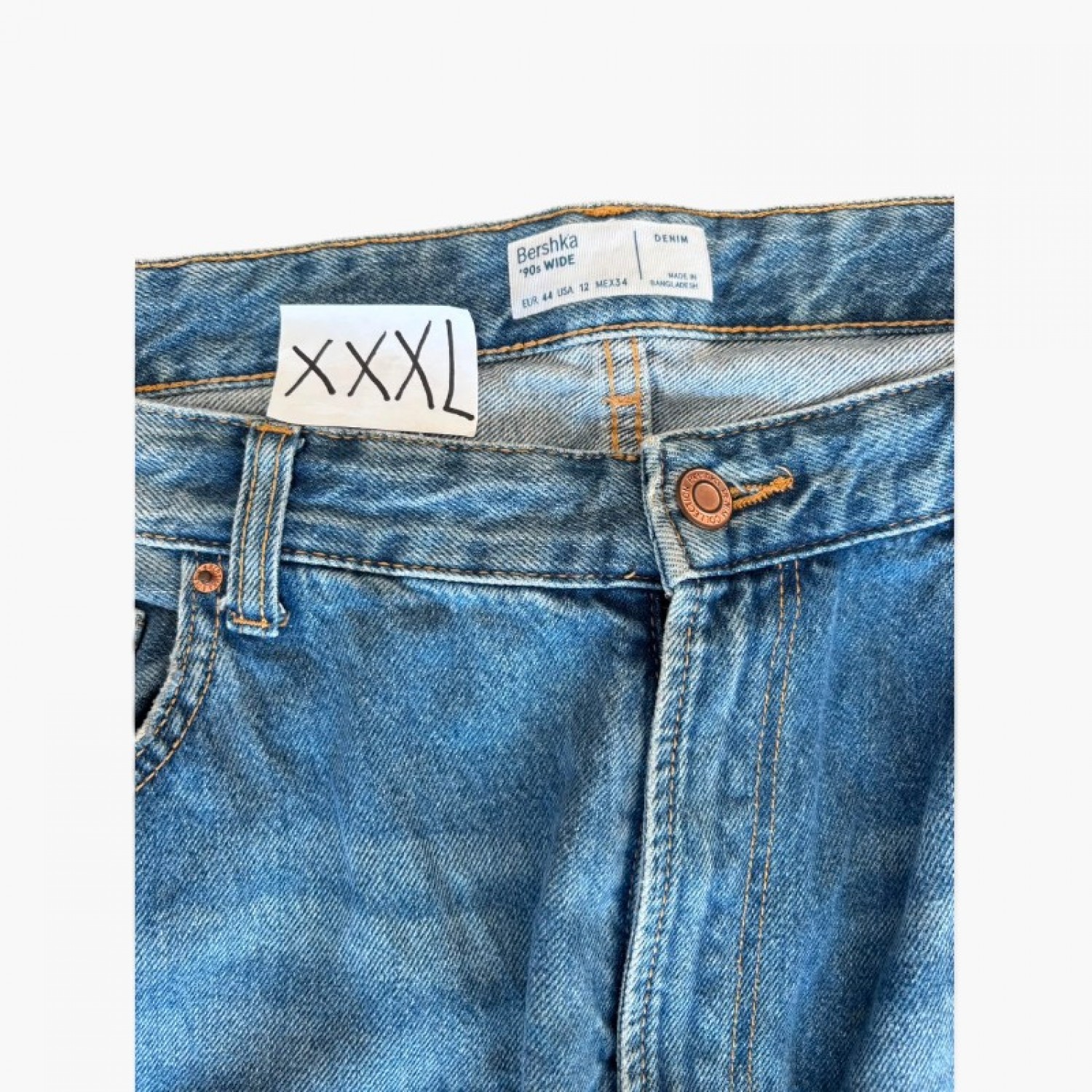 Bershka γυναικείο τζιν παντελόνι wide leg μπλε — περίπου XL