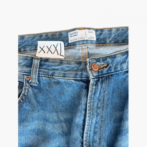 Bershka γυναικείο τζιν παντελόνι wide leg μπλε — περίπου XL