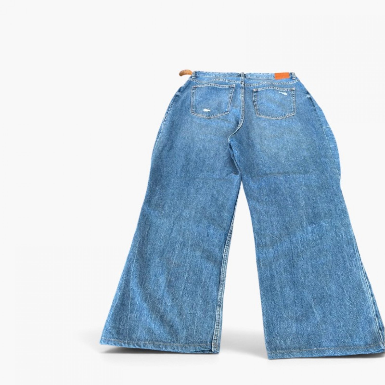 Bershka γυναικείο τζιν παντελόνι wide leg μπλε — περίπου XL