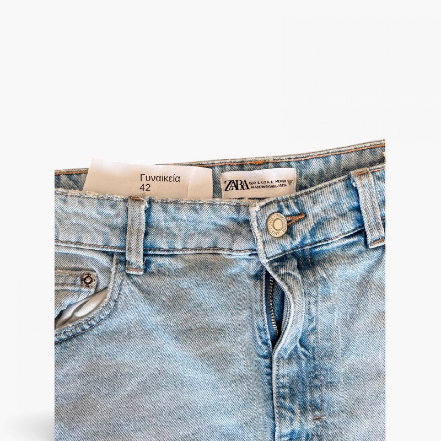 Zara γυναικεία τζιν μίντι φούστα ανοιχτό μπλε — περίπου L