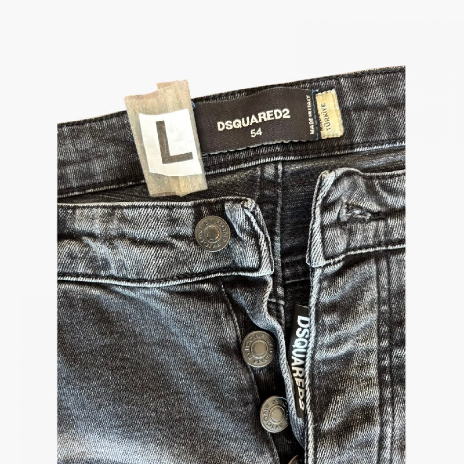 Dsquared2 τζιν παντελόνι με εφέ πιτσιλιών ανθρακί — L