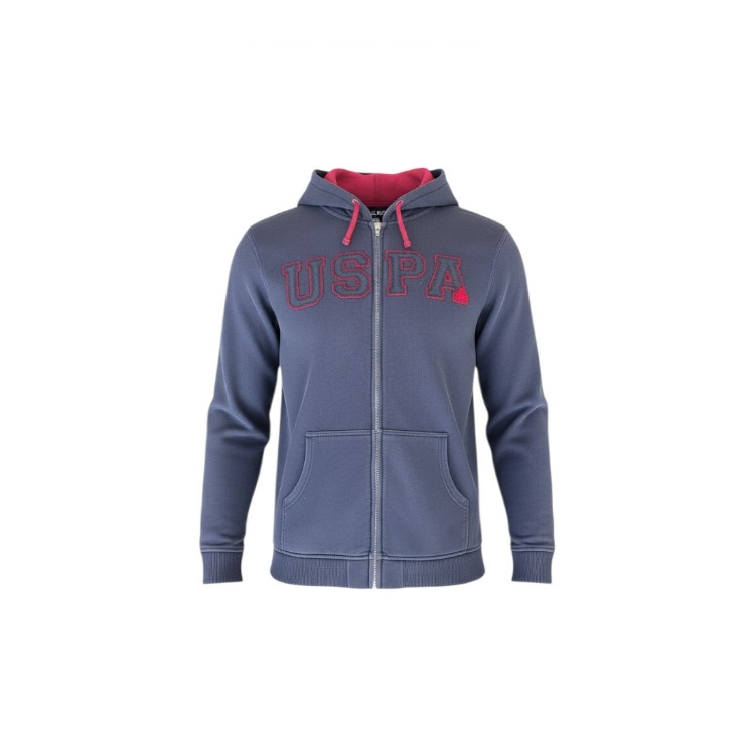 U.S. Polo Assn. Ανθρακί Ζακέτα Hoodie με Κόκκινες Λεπτομέρειες – Μέγεθος XXXL / Pre-Owned