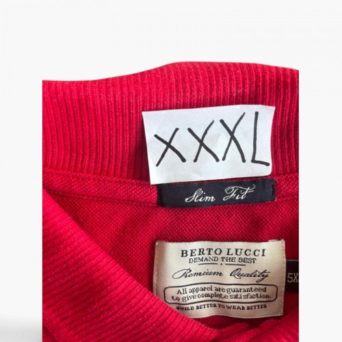 Berto Lucci Κόκκινη Polo Μπλούζα Slim Fit – Μέγεθος XXXL / Pre-Owned
