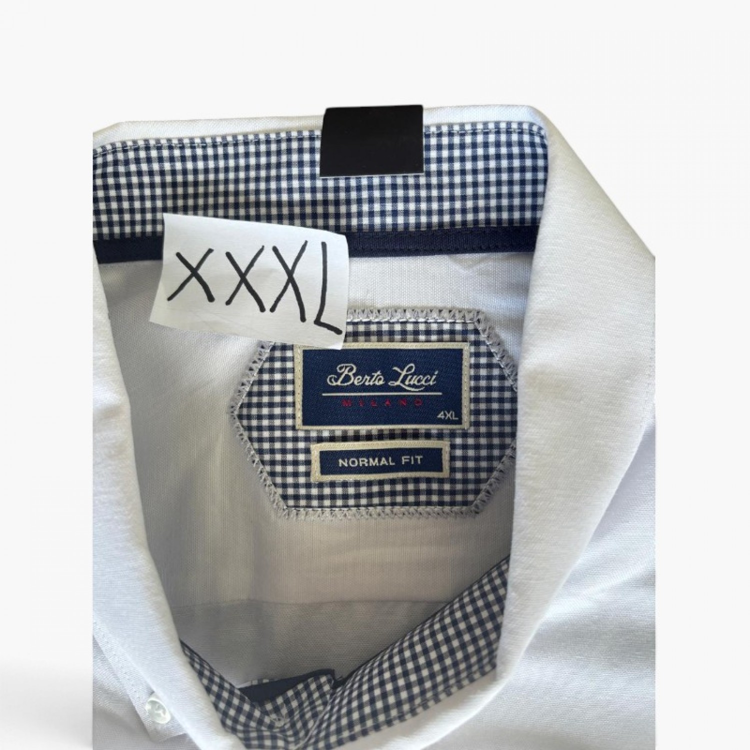 Berto Lucci Λευκό Πουκάμισο Normal Fit με Button-Down Γιακά – Μέγεθος XXXL / Pre-Owned