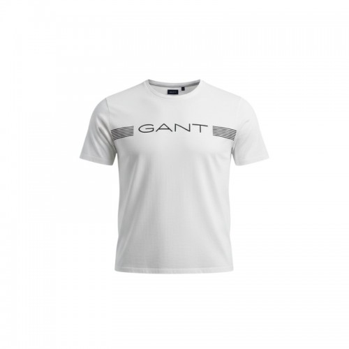Gant Λευκό T-Shirt με Navy Logo Print – Μέγεθος XXXL / Pre-Owned