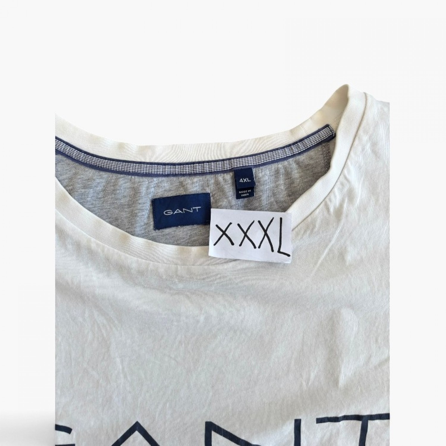 Gant Λευκό T-Shirt με Navy Logo Print – Μέγεθος XXXL / Pre-Owned