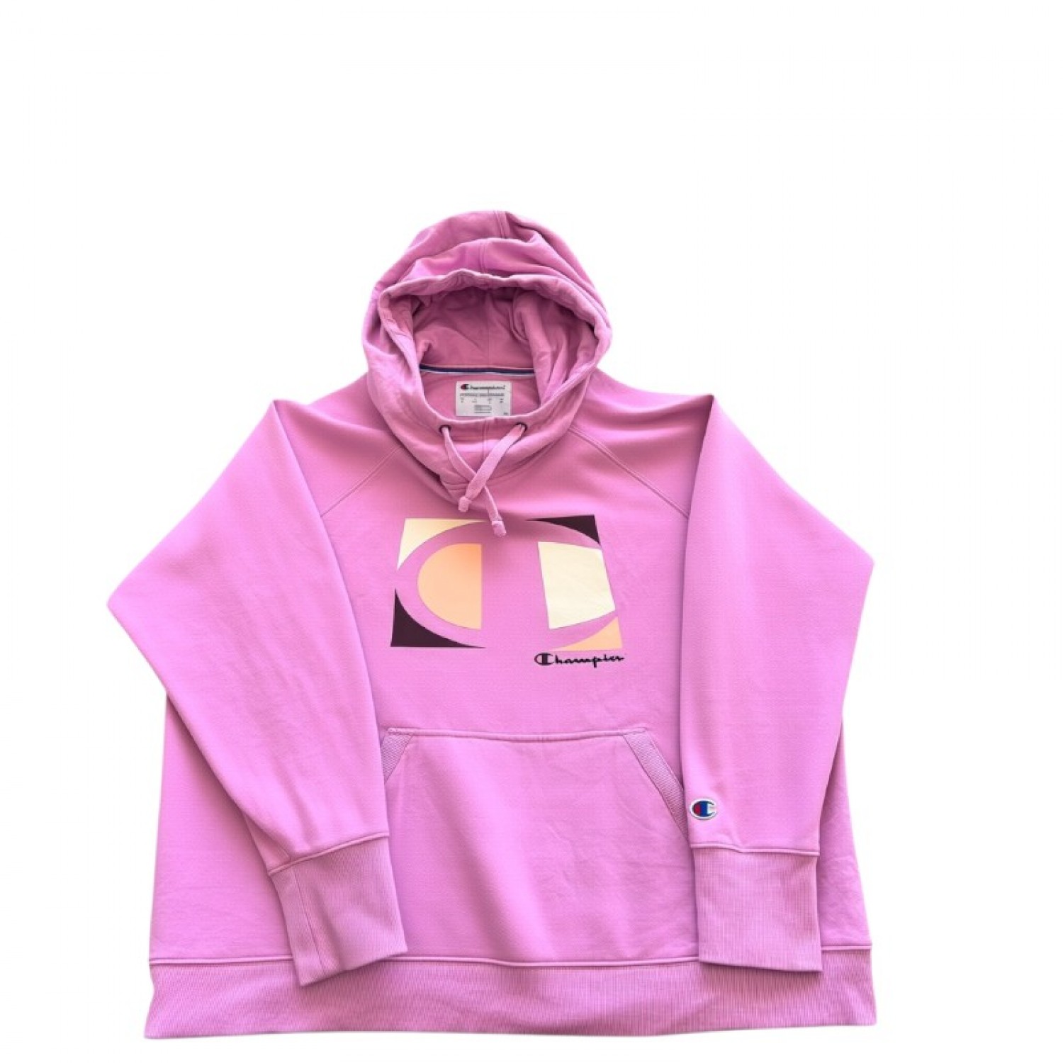 Champion Ροζ Φούτερ Hoodie με Μεγάλο Graphic Logo – Μέγεθος XL / Pre-Owned