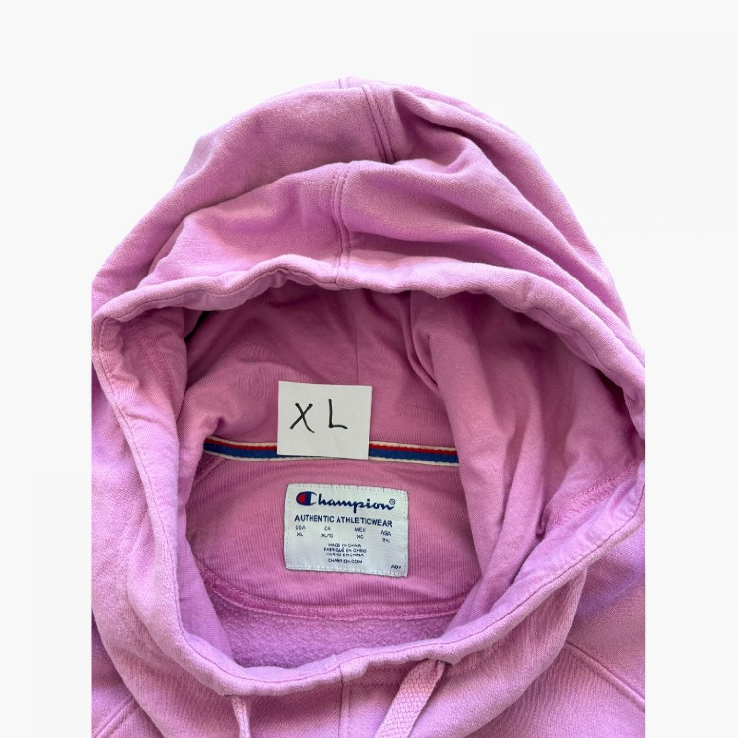 Champion Ροζ Φούτερ Hoodie με Μεγάλο Graphic Logo – Μέγεθος XL / Pre-Owned