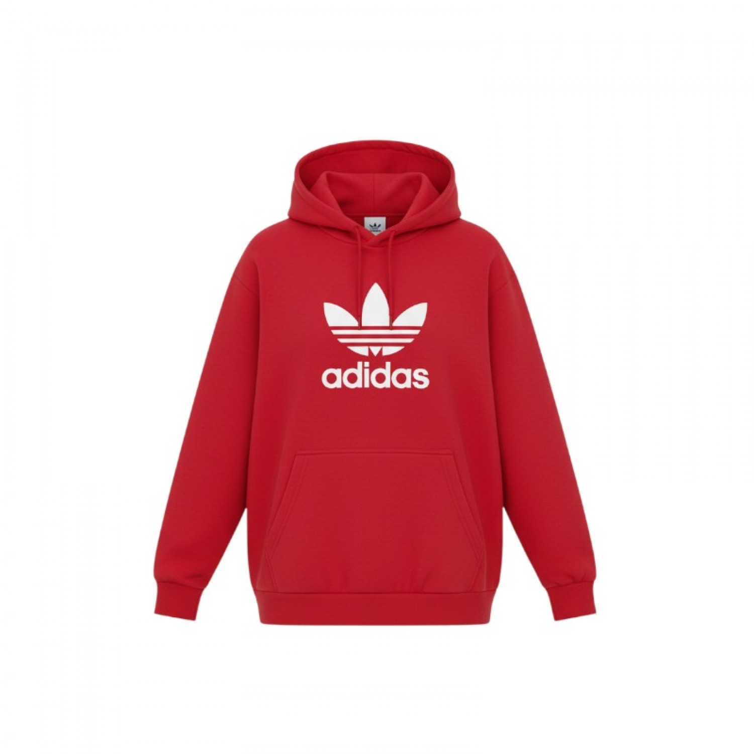 Adidas Κόκκινο Φούτερ Hoodie με Λευκό Trefoil Logo – Μέγεθος XL / Pre-Owned