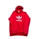 Adidas Κόκκινο Φούτερ Hoodie με Λευκό Trefoil Logo – Μέγεθος XL / Pre-Owned