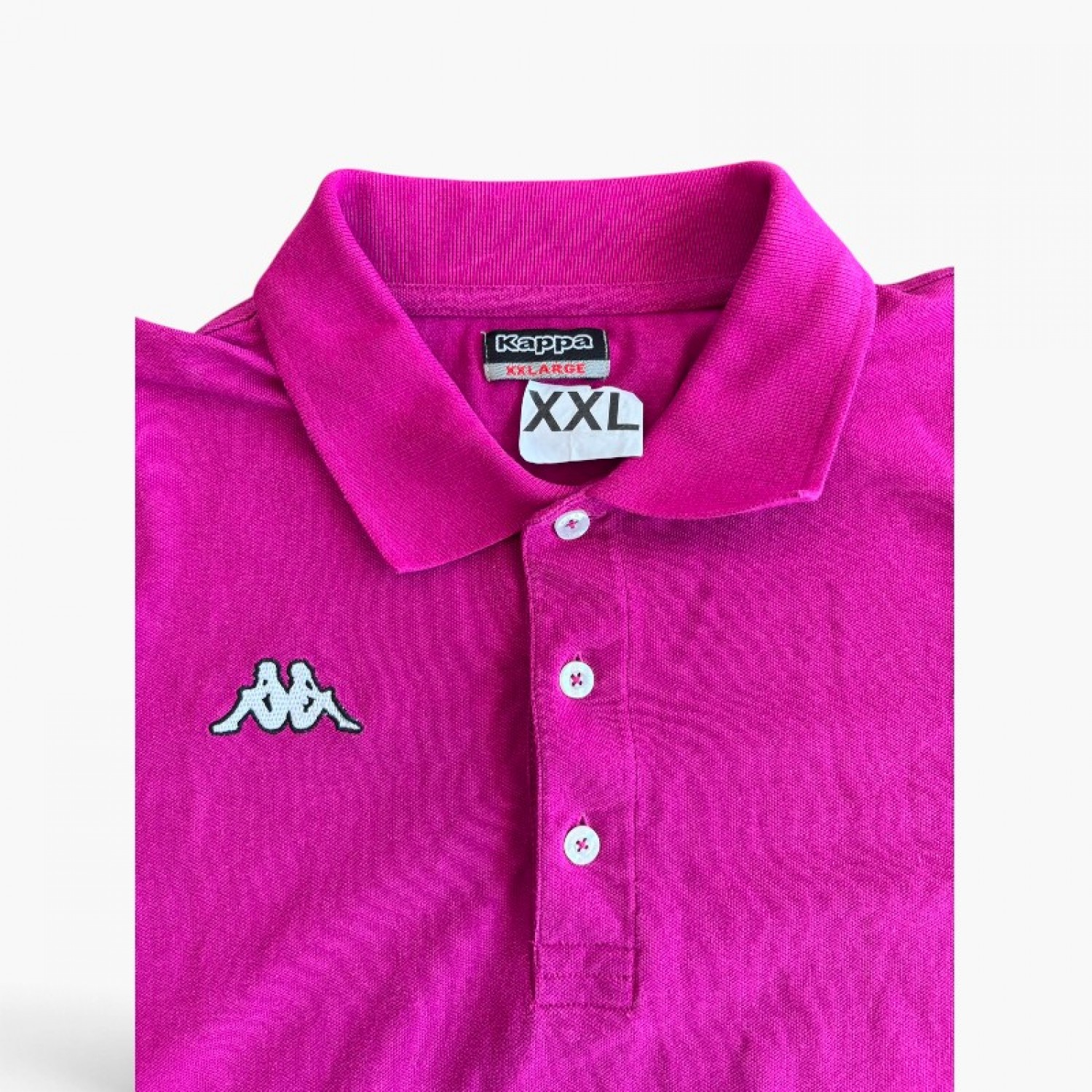 Kappa Φούξια Polo Μπλούζα με Λευκό Logo – Μέγεθος XXL / Pre-Owned