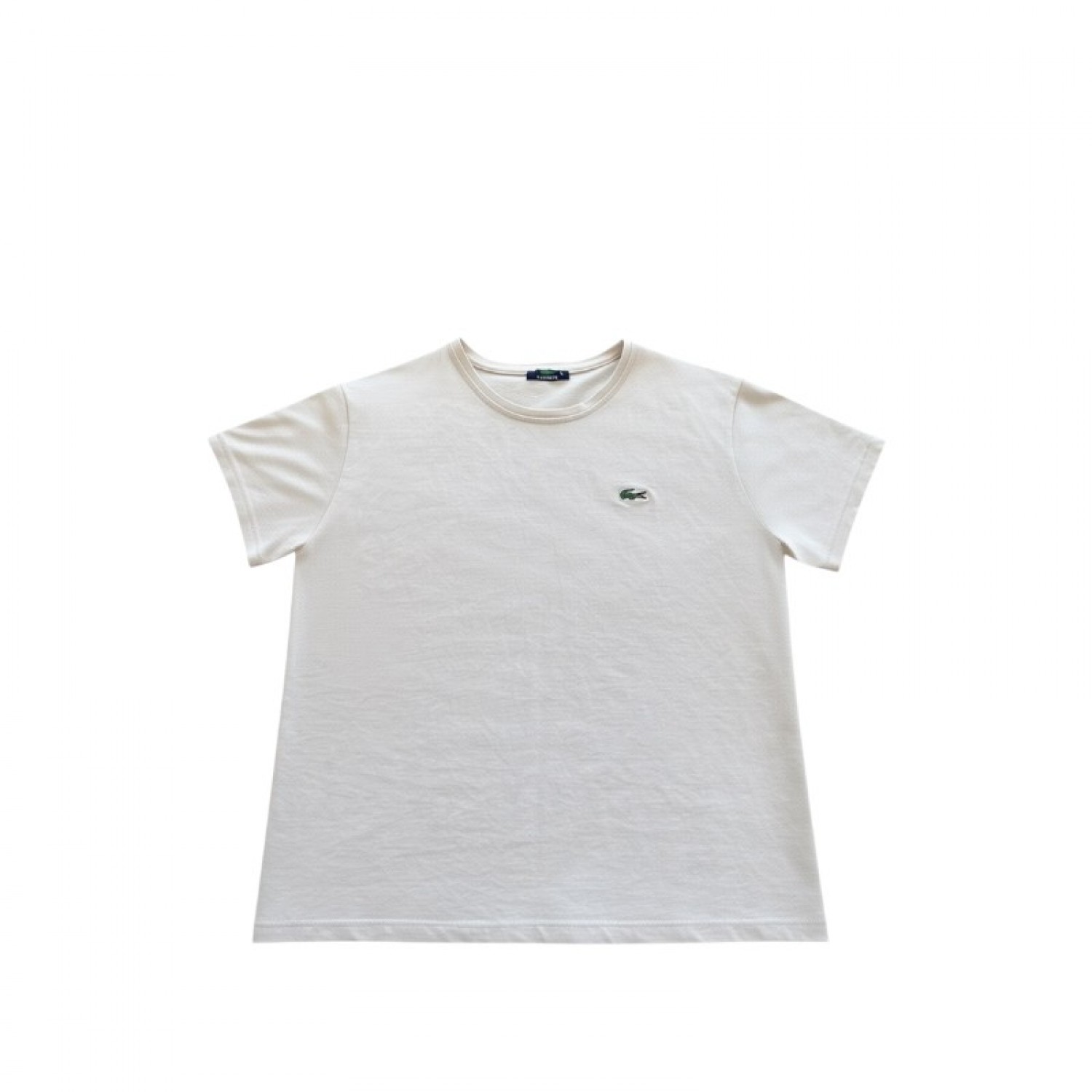 Lacoste Εκρού T-Shirt με Μικρό Κροκόδειλο – Μέγεθος S / Pre-Owned