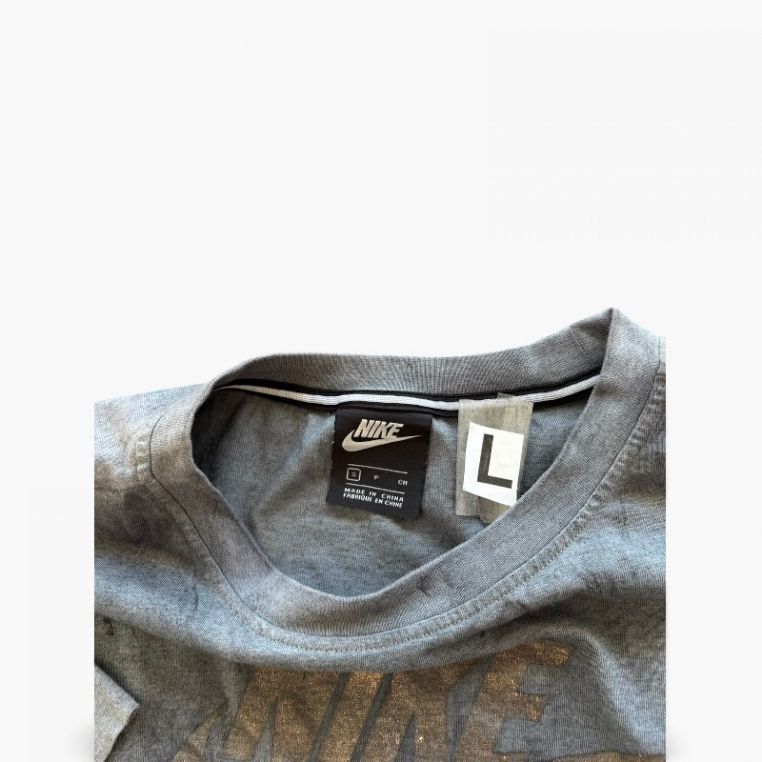 Nike Γκρι Αμάνικο T-Shirt με Faded Logo – Μέγεθος L / Pre-Owned