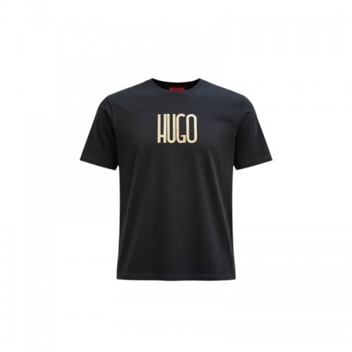 Hugo Μαύρο T-Shirt με Χρυσό Logo – Μέγεθος XXXL / Pre-Owned
