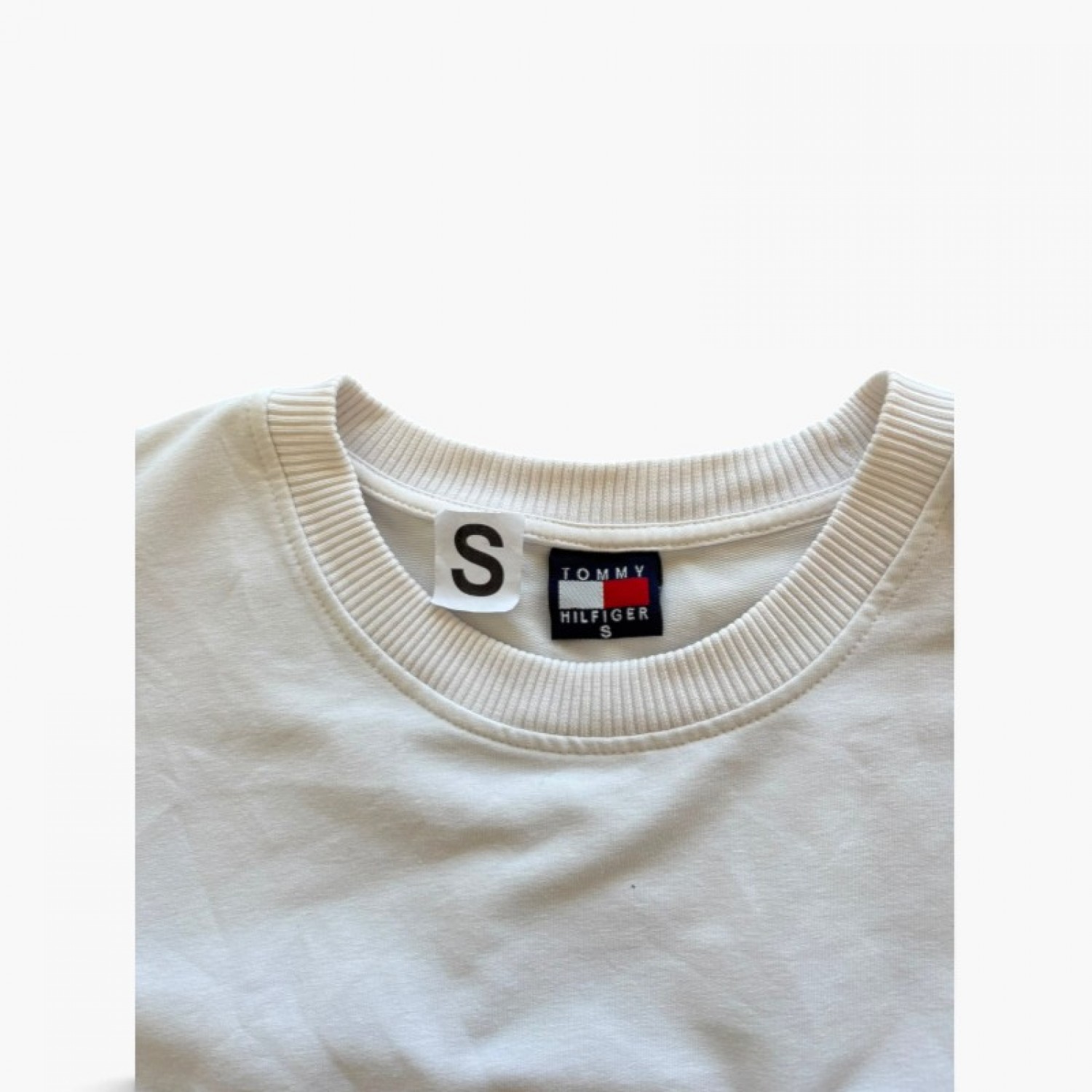 Tommy Hilfiger Εκρού Φούτερ με Κεντρικό Logo – Μέγεθος S / Pre-Owned