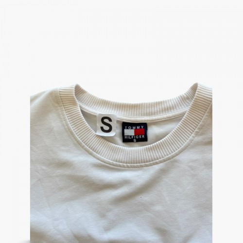 Tommy Hilfiger Εκρού Φούτερ με Κεντρικό Logo – Μέγεθος S / Pre-Owned