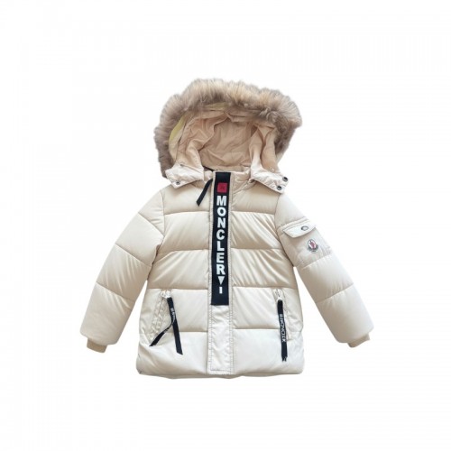 Moncler Παιδικό Μπεζ Puffer Μπουφάν με Γούνινη Κουκούλα – Μέγεθος S / Pre-Owned