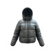 Zara Μαύρο Puffer Μπουφάν Δερμάτινης Όψης με Κουκούλα – Μέγεθος L / Pre-Owned