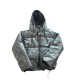 Zara Μαύρο Puffer Μπουφάν Δερμάτινης Όψης με Κουκούλα – Μέγεθος L / Pre-Owned