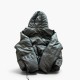 Zara Μαύρο Puffer Μπουφάν Δερμάτινης Όψης με Κουκούλα – Μέγεθος L / Pre-Owned