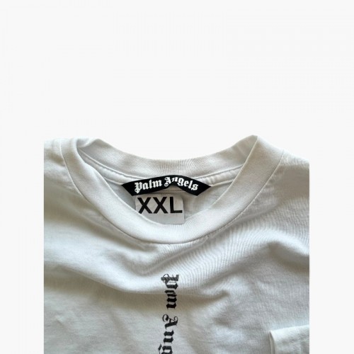 Palm Angels Λευκό Oversized T-Shirt με Κάθετο Logo – Μέγεθος XXL / Pre-Owned