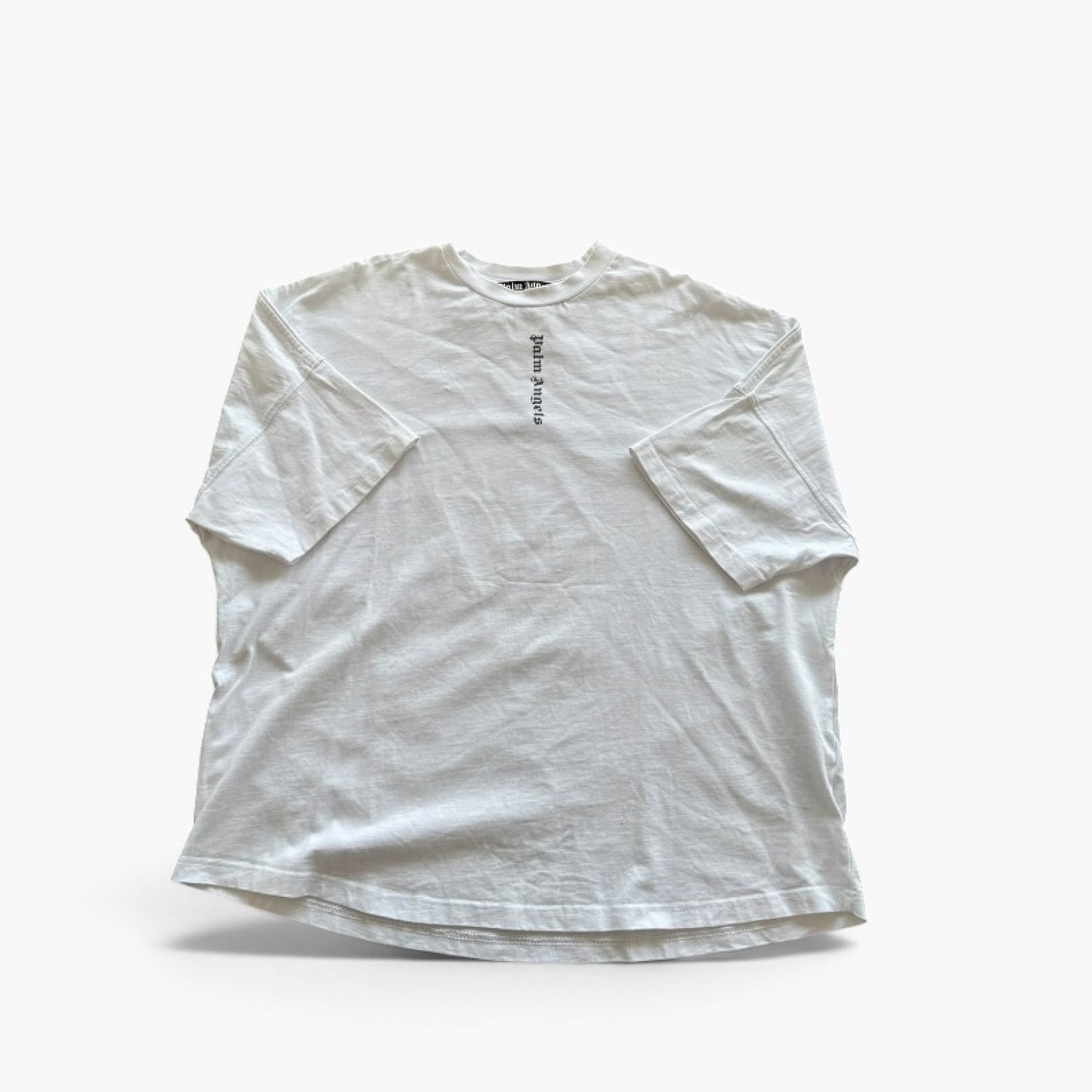 Palm Angels Λευκό Oversized T-Shirt με Κάθετο Logo – Μέγεθος XXL / Pre-Owned