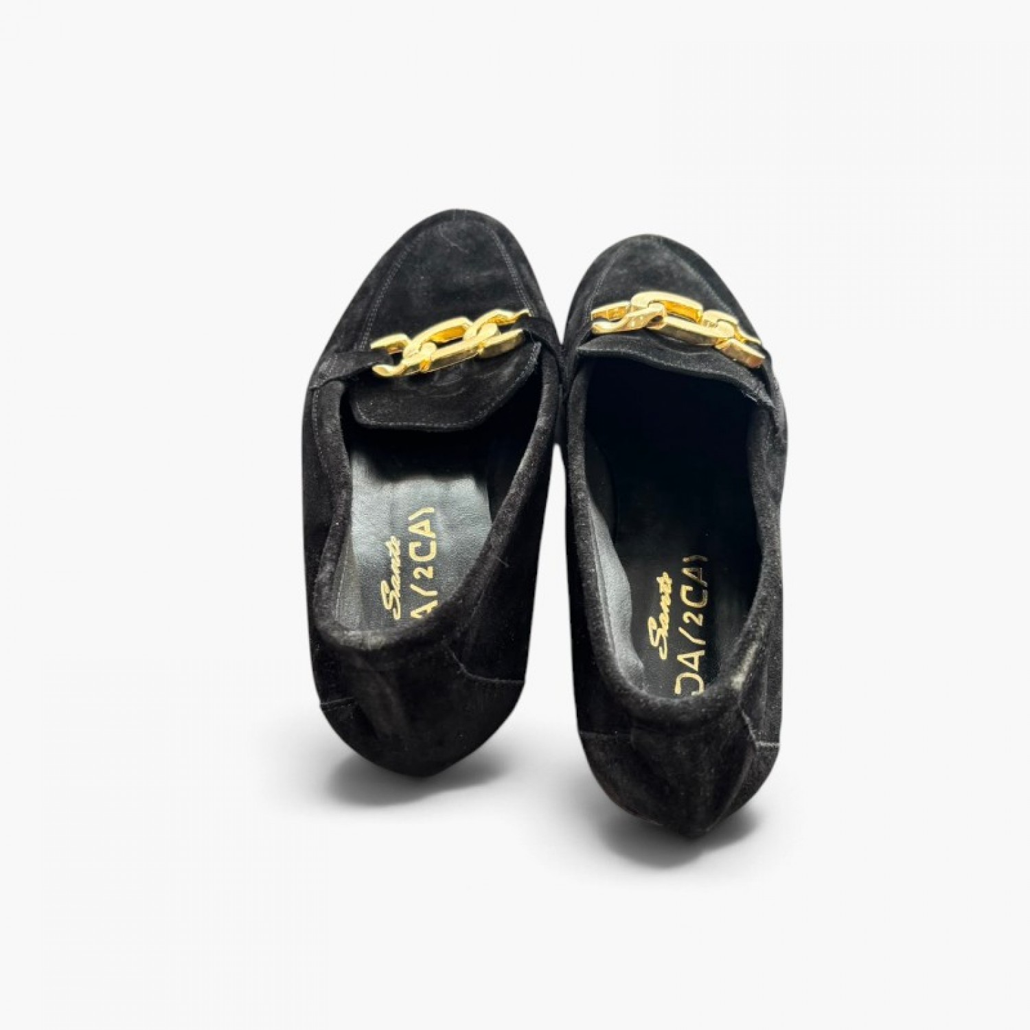 Μαύρα Suede Loafers με Χρυσή Αλυσίδα – Μέγεθος 40 / Pre-Owned