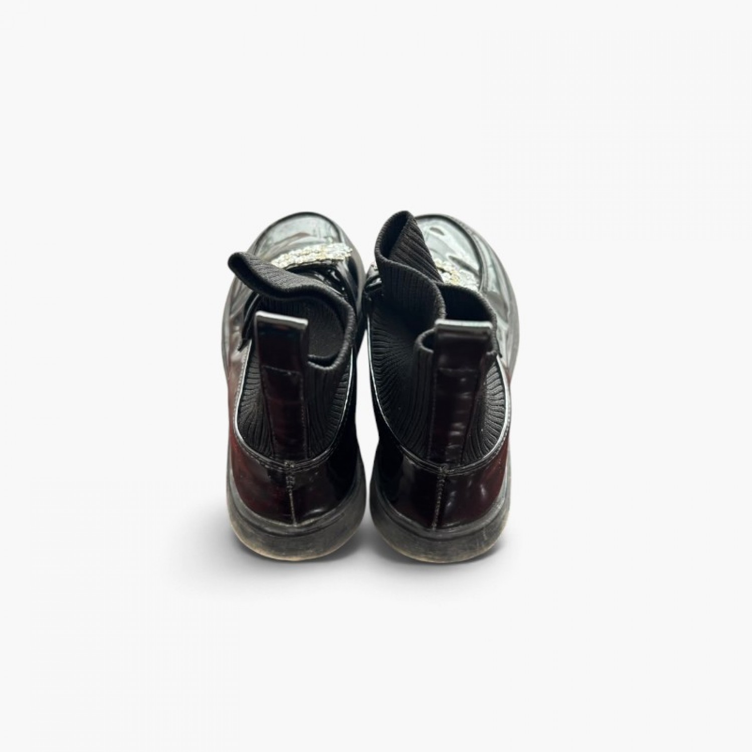 ΠΑΙΔΙΚΑ Μαύρα Λουστρίνι Sock Μποτάκια με Strass Αγκράφα – Μέγεθος 30 / Pre-Owned