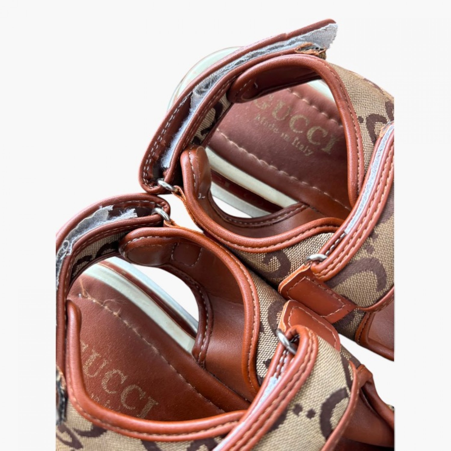 Gucci Καφέ Monogram Πέδιλα με Velcro – Μέγεθος 39 / Pre-Owned