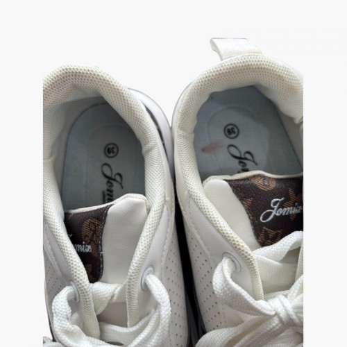 Λευκά Sneakers με Καφέ Monogram Λεπτομέρειες – Μέγεθος 39 / Pre-Owned