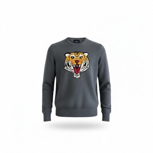 American Eagle Outfitters Tiger Graphic Πουλόβερ Γκρι M / Pre-Owned