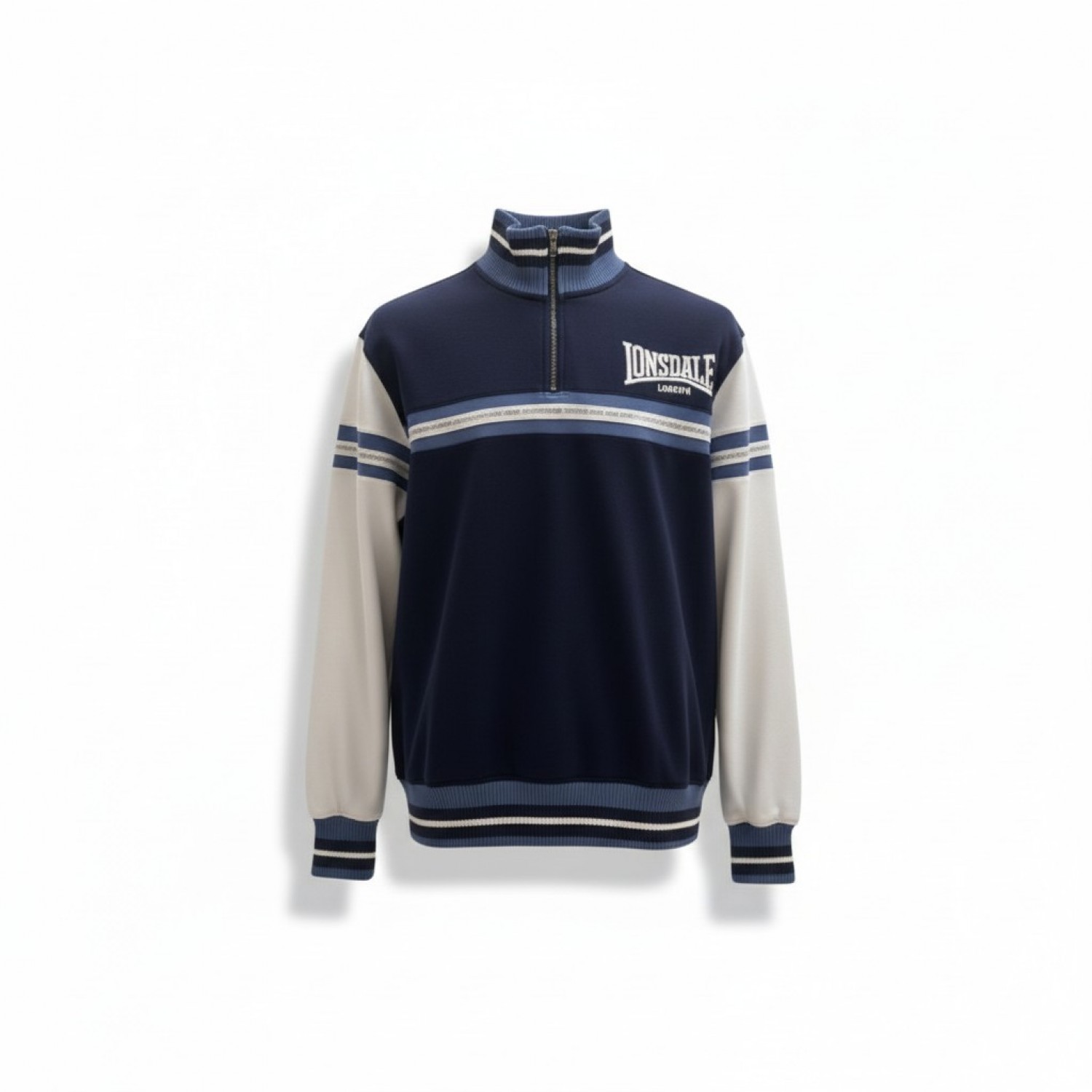 Lonsdale London Navy & White Quarter-Zip Sweatshirt — Size L / Pre-Owned