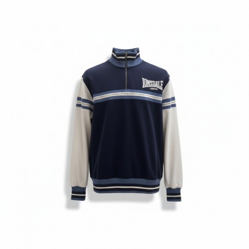 Lonsdale London Navy & White Quarter-Zip Sweatshirt — Size L / Pre-Owned