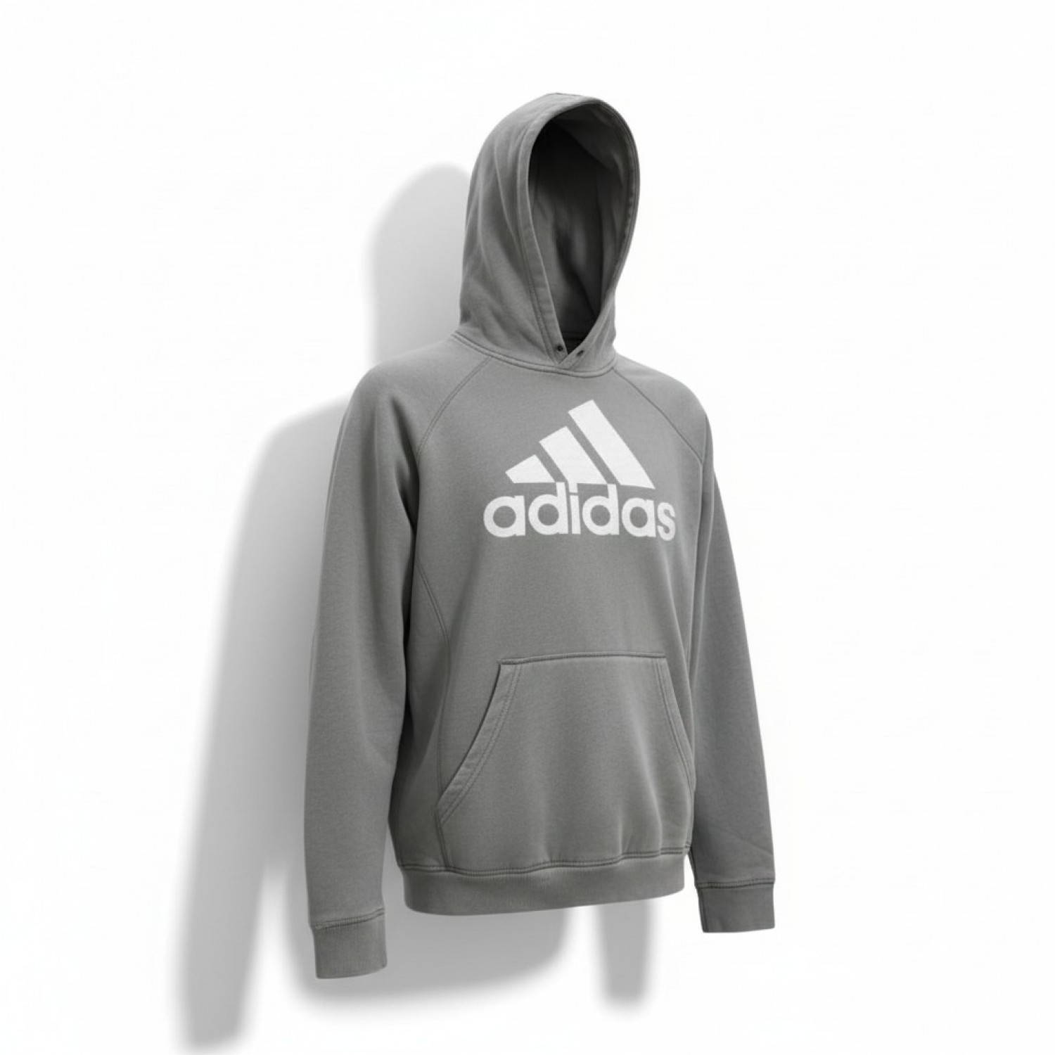 Adidas Grey Logo Hoodie — Size L / Pre-Owned