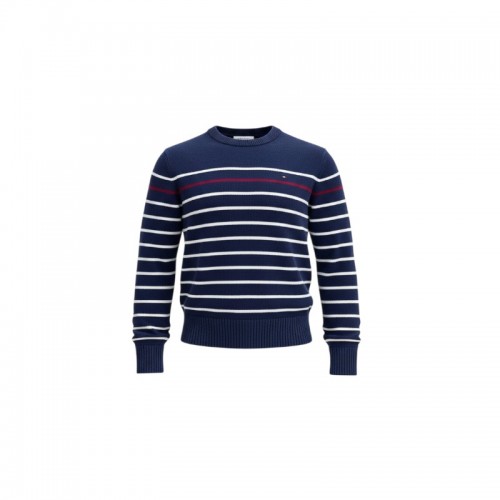 Tommy Hilfiger Ανδρικό Μπλε Ριγέ Πλεκτό Πουλόβερ – Μέγεθος S / Pre-Owned
