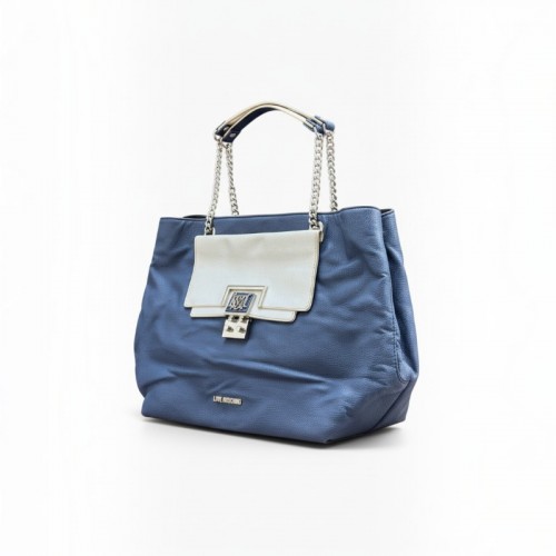 Love Moschino Μπλε Tote Τσάντα με Αλυσίδα και Λευκό Καπάκι / Pre-Owned