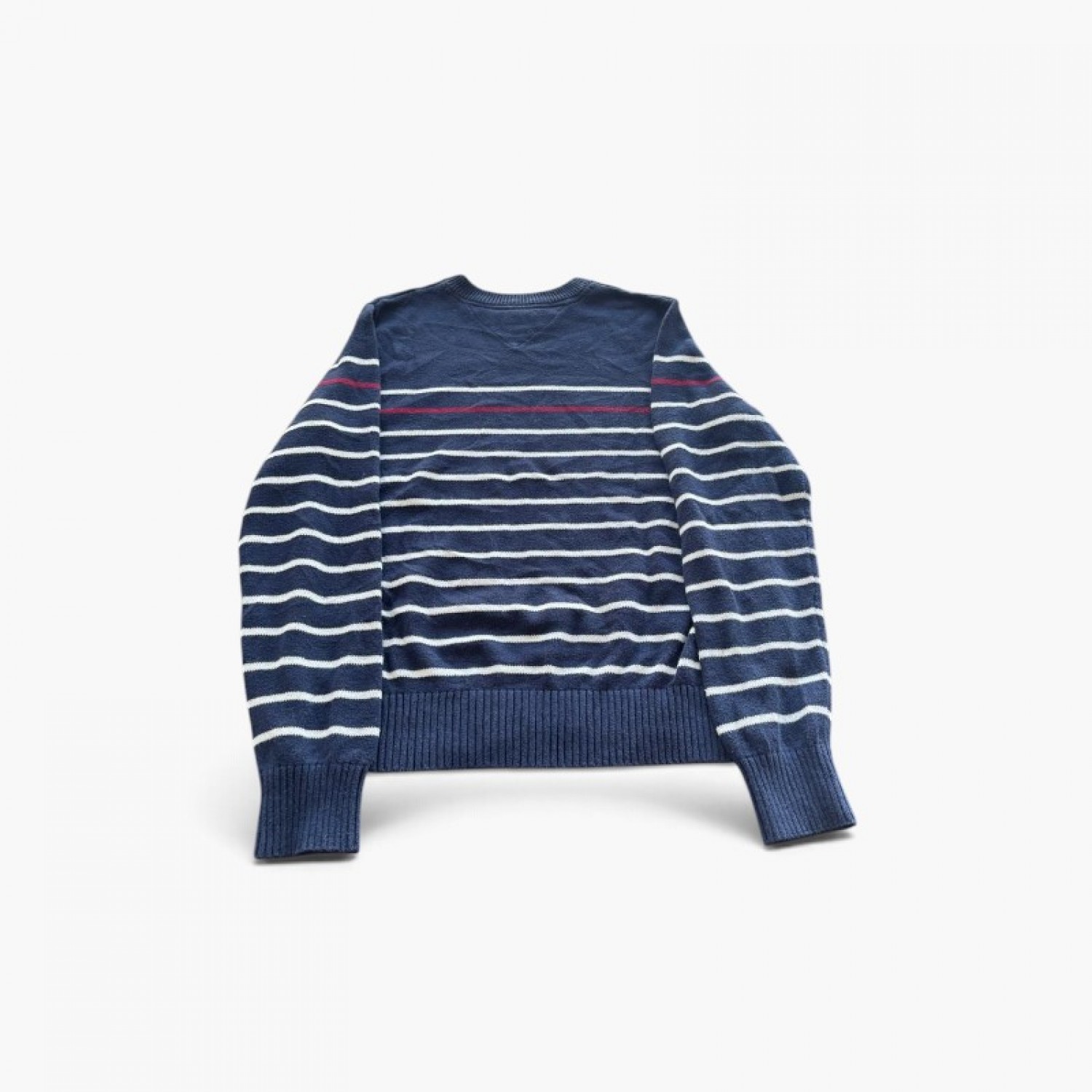 Tommy Hilfiger Ανδρικό Μπλε Ριγέ Πλεκτό Πουλόβερ – Μέγεθος S / Pre-Owned