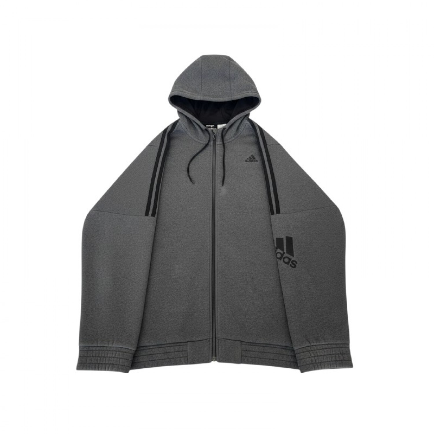 Adidas Ανθρακί Φούτερ Ζακέτα Hoodie με Μαύρες Ρίγες – Μέγεθος XL / Pre-Owned