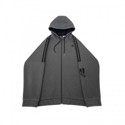 Adidas Ανθρακί Φούτερ Ζακέτα Hoodie με Μαύρες Ρίγες – Μέγεθος XL / Pre-Owned