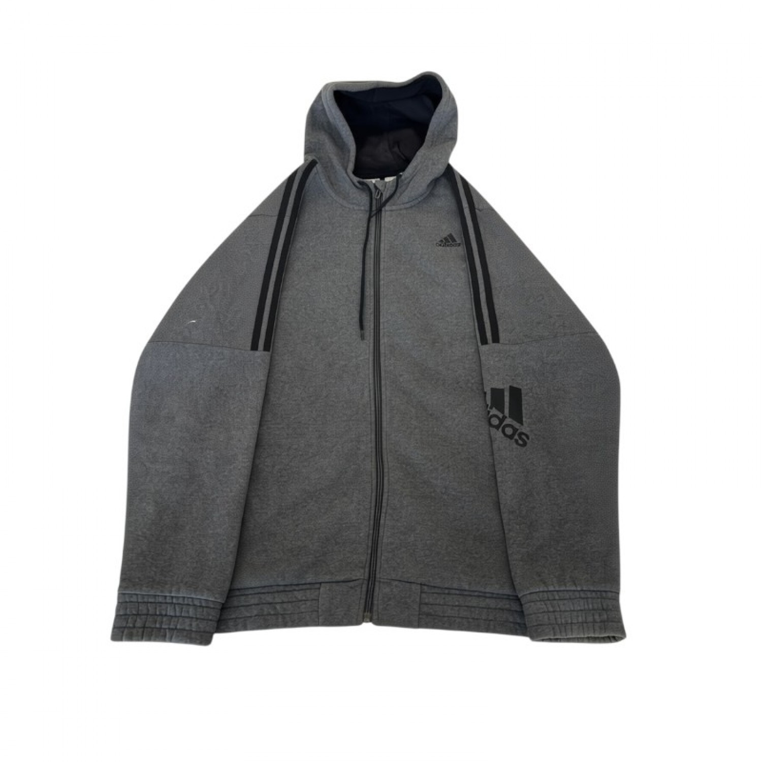 Adidas Ανθρακί Φούτερ Ζακέτα Hoodie με Μαύρες Ρίγες – Μέγεθος XL / Pre-Owned