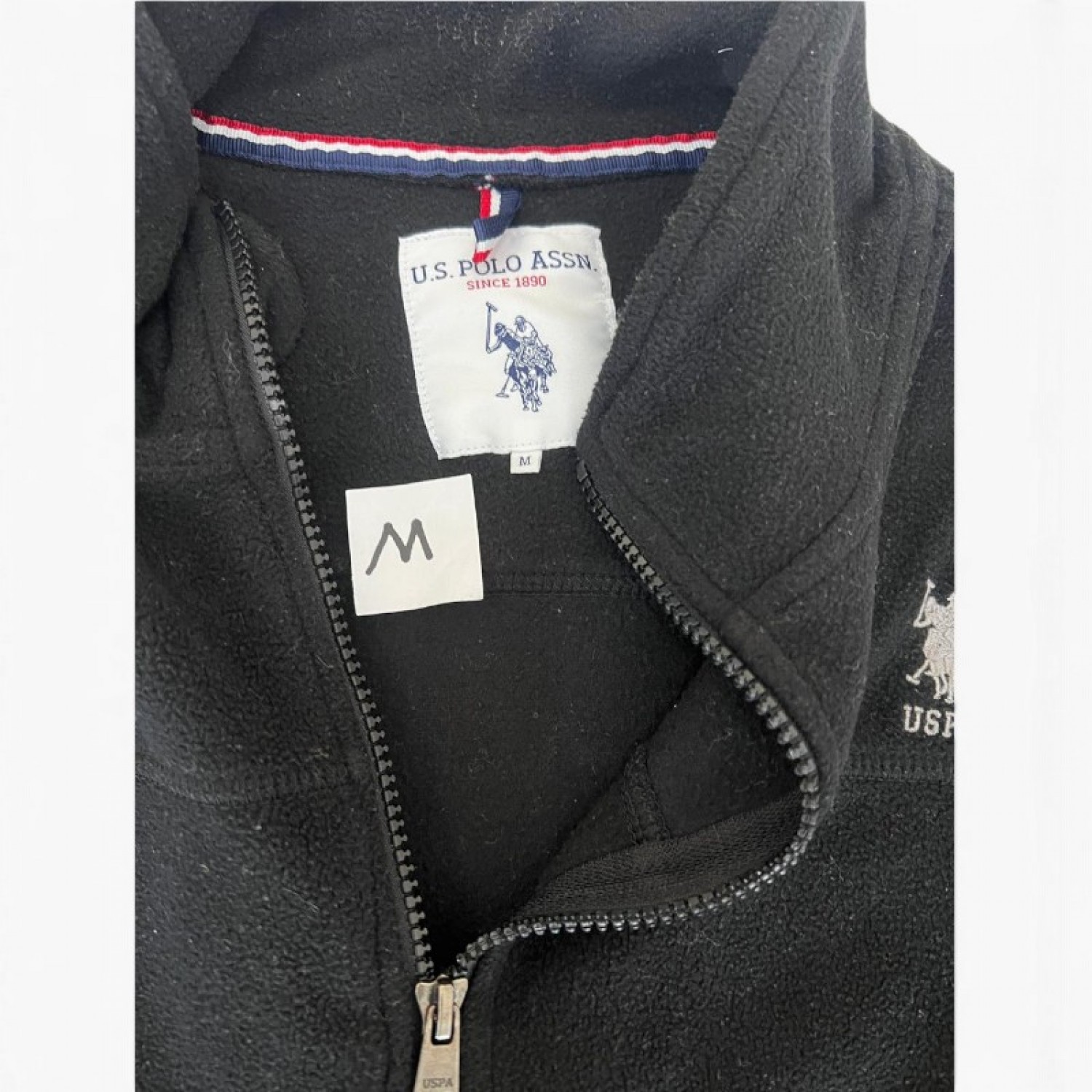 U.S. Polo Assn. Μαύρη Fleece Ζακέτα – Μέγεθος M / Pre-Owned