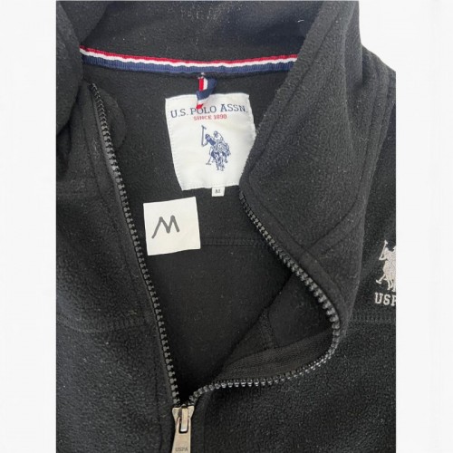 U.S. Polo Assn. Μαύρη Fleece Ζακέτα – Μέγεθος M / Pre-Owned