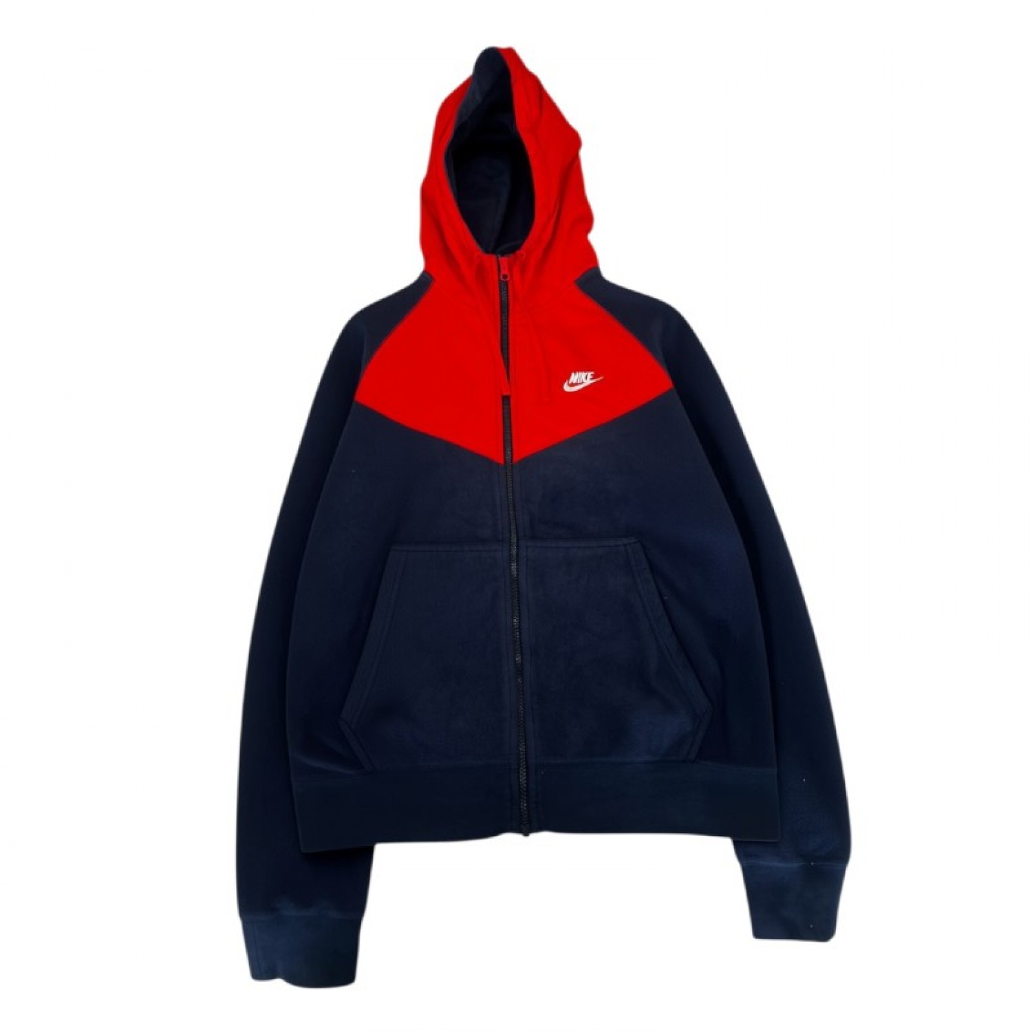 Nike Σκούρο Μπλε και Κόκκινη Φούτερ Ζακέτα Hoodie – Μέγεθος M / Pre-Owned