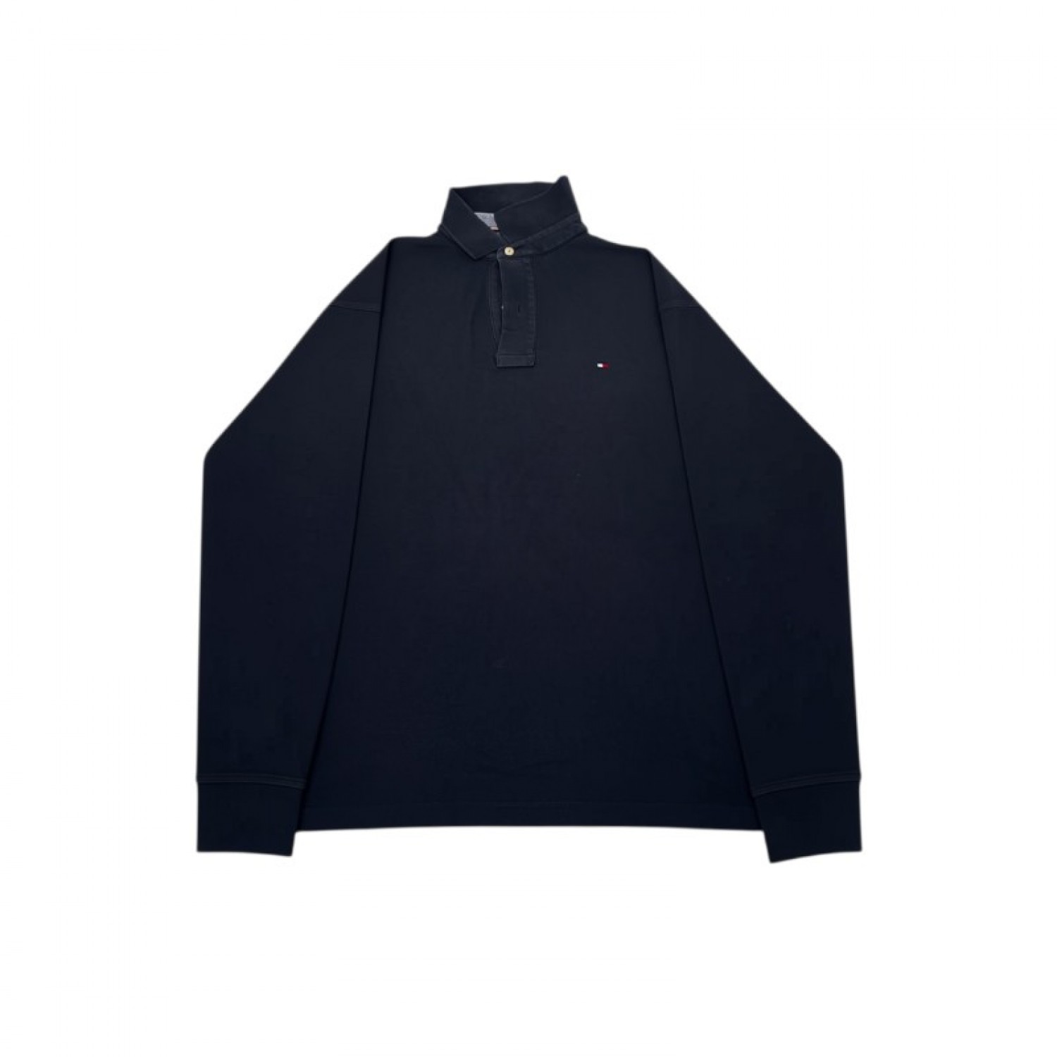 Tommy Hilfiger Σκούρο Μπλε Μακρυμάνικο Polo Premium Piqué – Μέγεθος L / Pre-Owned